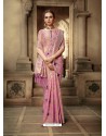 Pink Party Wear Designer Embroidered Cotton Silk Sari