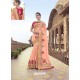 Light Orange Traditional Wedding Designer Embroidered Satin Silk Sari