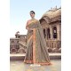 Light Brown Traditional Wedding Designer Embroidered Satin Silk Sari