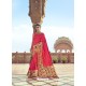 Dark Peach Traditional Wedding Designer Embroidered Satin Silk Sari