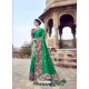 Forest Green Traditional Wedding Designer Embroidered Satin Silk Sari