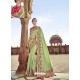 Green Traditional Wedding Designer Embroidered Satin Silk Sari