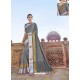 Grey Traditional Wedding Designer Embroidered Satin Silk Sari