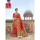 Orange Traditional Wedding Designer Embroidered Satin Silk Sari