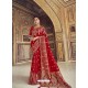 Maroon Wedding Designer Embroidered Satin Silk Sari
