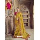 Yellow Wedding Designer Embroidered Satin Silk Sari
