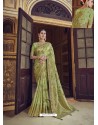 Green Wedding Designer Embroidered Satin Silk Sari