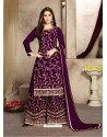 Purple Designer Party Wear Pure Viscose Upada Silk Palazzo Salwar Suit