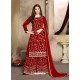 Red Designer Party Wear Pure Viscose Upada Silk Palazzo Salwar Suit