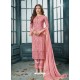 Pink Designer Party Wear Heavy Faux Georgette Straight Salwar Suit