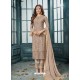 Taupe Designer Party Wear Heavy Faux Georgette Straight Salwar Suit