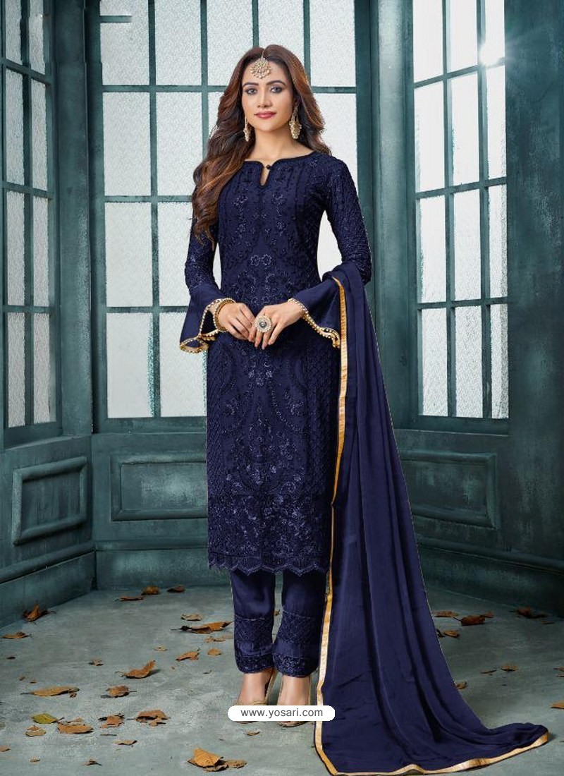 Blue Color Net Fabric Party Look Tempting Salwar Suit | Fashion pants,  Pantsuits for women, Outfits