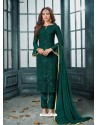 Dark Green Designer Party Wear Heavy Faux Georgette Straight Salwar Suit