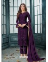Purple Designer Party Wear Heavy Faux Georgette Straight Salwar Suit
