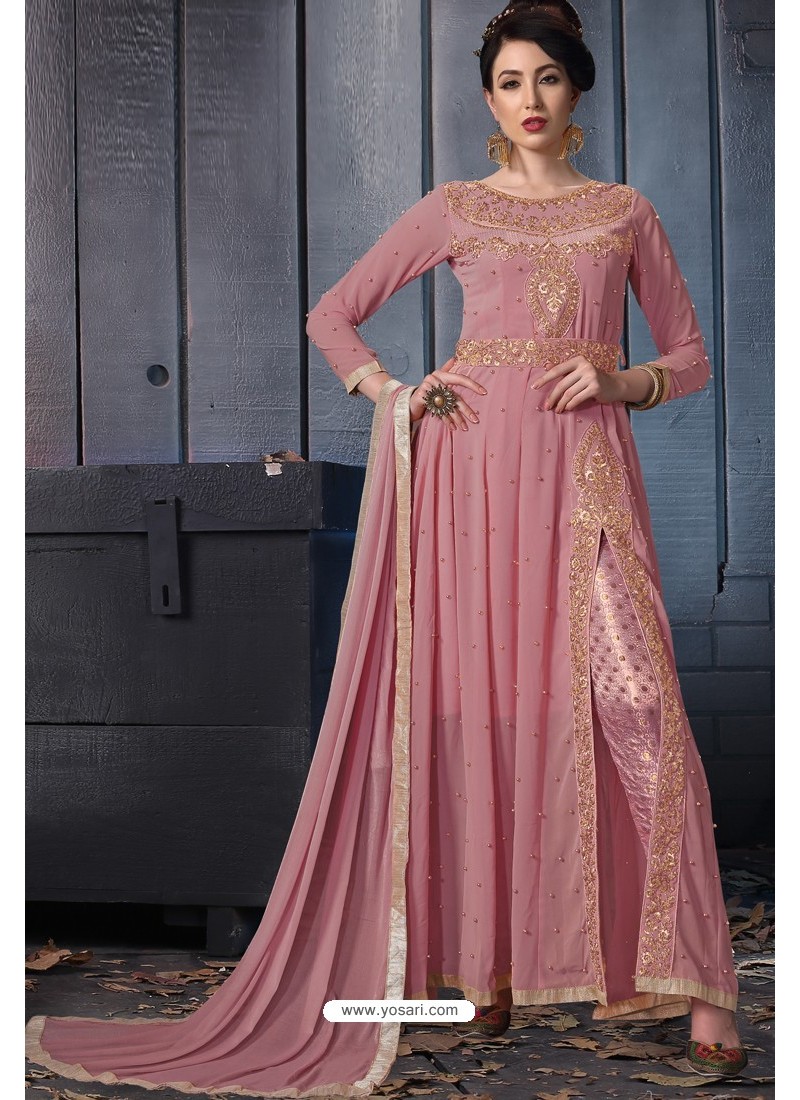pink latest embroidered wedding designer salwar suit