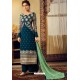 Teal Blue Designer Party Wear Viscose Georgette Palazzo Salwar Suit