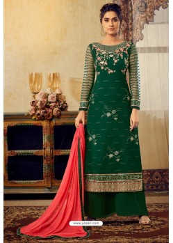 Dark Green Designer Party Wear Viscose Georgette Palazzo Salwar Suit