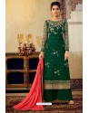 Dark Green Designer Party Wear Viscose Georgette Palazzo Salwar Suit