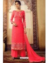 Dark Peach Designer Party Wear Viscose Georgette Palazzo Salwar Suit