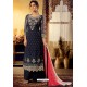 Navy Blue Designer Party Wear Viscose Georgette Palazzo Salwar Suit