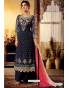 Navy Blue Designer Party Wear Viscose Georgette Palazzo Salwar Suit