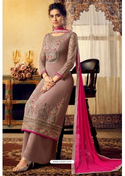 Old Rose Designer Party Wear Viscose Georgette Palazzo Salwar Suit