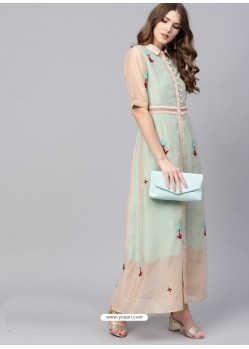 Sea Green Readymade Designer Party Wear Readymade Kurti For Girls