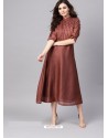 Brown Readymade Designer Party Wear Readymade Kurti For Girls