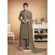 Taupe Designer Party Wear Heavy Muslin Palazzo Salwar Suit