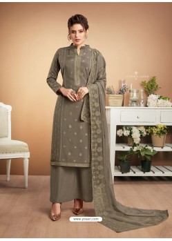 Taupe Designer Party Wear Heavy Muslin Palazzo Salwar Suit