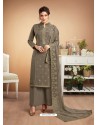 Taupe Designer Party Wear Heavy Muslin Palazzo Salwar Suit