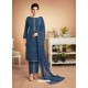 Dark Blue Designer Party Wear Heavy Muslin Palazzo Salwar Suit