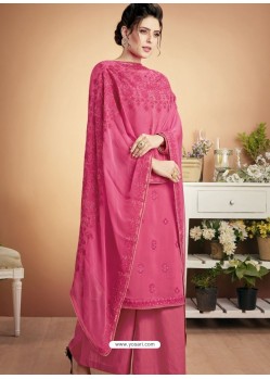 Hot Pink Designer Party Wear Heavy Muslin Palazzo Salwar Suit