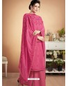 Hot Pink Designer Party Wear Heavy Muslin Palazzo Salwar Suit