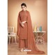 Rust Designer Party Wear Heavy Muslin Palazzo Salwar Suit