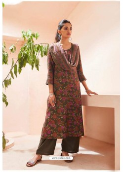 Coffee Designer Casual Wear Pashmina Palazzo Salwar Suit