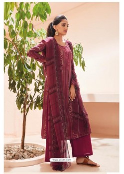 Rose Red Designer Casual Wear Pashmina Palazzo Salwar Suit