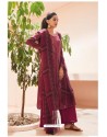 Rose Red Designer Casual Wear Pashmina Palazzo Salwar Suit