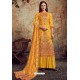 Yellow Designer Party Wear Wool Pashmina Jacquard Palazzo Salwar Suit