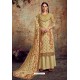 Khaki Designer Party Wear Wool Pashmina Jacquard Palazzo Salwar Suit