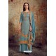 Blue Designer Party Wear Wool Pashmina Jacquard Palazzo Salwar Suit