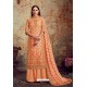 Light Orange Designer Party Wear Wool Pashmina Jacquard Palazzo Salwar Suit