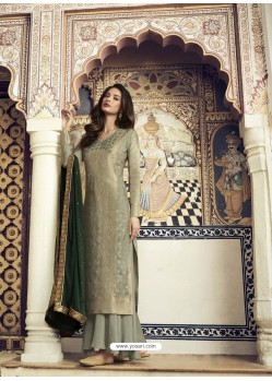 Olive Green Designer Party Wear Pure Dola Viscose Palazzo Salwar Suit