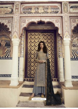 Silver Designer Party Wear Pure Dola Viscose Palazzo Salwar Suit