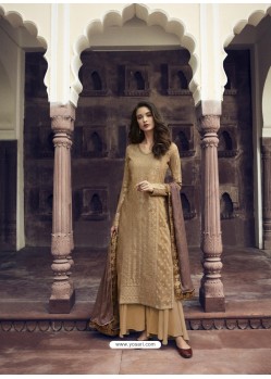 Beige Designer Party Wear Pure Dola Viscose Palazzo Salwar Suit