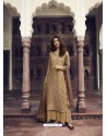 Beige Designer Party Wear Pure Dola Viscose Palazzo Salwar Suit