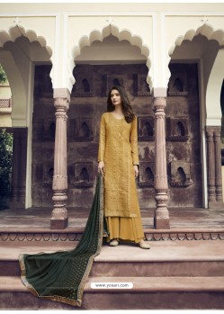 Mustard Designer Party Wear Pure Dola Viscose Palazzo Salwar Suit