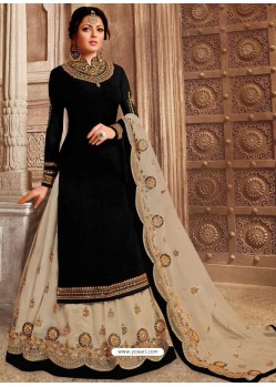 Black Latest Embroidered Wedding Anarkali Suit