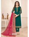 Dark Green Designer Party Wear Georgette Churidar Salwar Suit