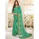 Jade Green Party Wear Designer Brasso Embroidered Sari